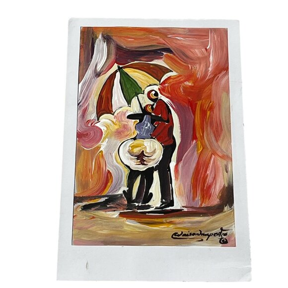 ORIGINAL ART Acrylic Painting on Paper "Splendid Lovers" Fat Botttomed Girl - Picture 4 of 8